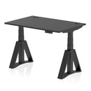 Air 800mm Deep Height Adjustable Desk With Cable Ports & Piste Foot - Black