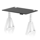 Air 800mm Deep Height Adjustable Desk With Cable Ports & Piste Foot - Black