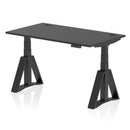 Air 800mm Deep Height Adjustable Desk With Cable Ports & Piste Foot - Black