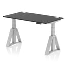 Air 800mm Deep Height Adjustable Desk With Cable Ports & Piste Foot - Black