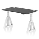 Air 800mm Deep Height Adjustable Desk With Cable Ports & Piste Foot - Black