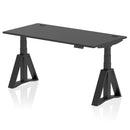Air 800mm Deep Height Adjustable Desk With Cable Ports & Piste Foot - Black