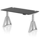 Air 800mm Deep Height Adjustable Desk With Cable Ports & Piste Foot - Black