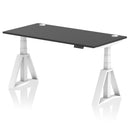 Air 800mm Deep Height Adjustable Desk With Cable Ports & Piste Foot - Black
