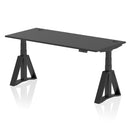 Air 800mm Deep Height Adjustable Desk With Cable Ports & Piste Foot - Black