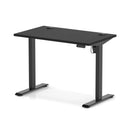 Black Air Lite height adjustable slimline desk by Dynamic with cable ports, featuring a modern, space-saving design.