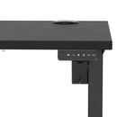 Black Air Lite height adjustable slimline desk by Dynamic with cable ports, designed for modern workspace convenience.
