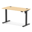 Dynamic Air Lite height adjustable slimline desk in maple with cable ports, featuring a modern design and sleek workspace.