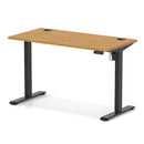 Dynamic Air Lite height adjustable slimline desk in oak with cable ports, featuring a sleek modern design and adjustable height functionality.