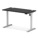 Dynamic Air Lite height adjustable slimline desk in black with cable ports, featuring a modern design and sleek surface.