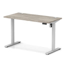 Gray oak Air Lite height adjustable slimline desk by Dynamic with cable ports, featuring a modern, sleek design.