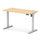 Dynamic Air Lite height adjustable slimline desk in maple with cable ports, featuring a modern design and sleek workspace.