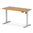 Dynamic Air Lite height adjustable slimline oak desk with cable ports and modern design, perfect for workspace organization.