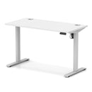 White Air Lite height adjustable slimline desk by Dynamic with cable ports, featuring a modern design and clean lines.