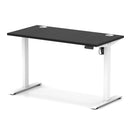 Black Air Lite height adjustable slimline desk by Dynamic with cable ports, featuring a modern design and sleek black finish.