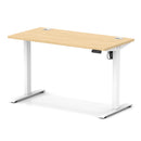 Dynamic Air Lite height adjustable slimline desk in maple with cable ports, showcasing its sleek design and adjustable height feature.