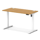 Dynamic Air Lite height adjustable slimline oak desk with cable ports, featuring a modern design and smooth finish.