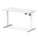 White Air Lite height adjustable slimline desk with cable ports by Dynamic, featuring a modern design and sleek surface.