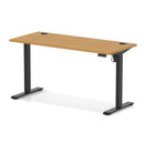 Dynamic Air Lite height adjustable slimline desk in oak with cable ports, featuring a sleek modern design and clean lines.