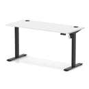 White Air Lite height adjustable slimline desk with cable ports by Dynamic, showing a modern workspace with clean lines and cable management.