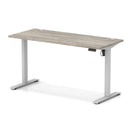 Gray oak Air Lite height adjustable slimline desk by Dynamic with cable ports, featuring a modern, sleek design.