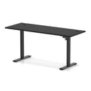 Dynamic Air Lite height adjustable slimline desk in black with cable ports, featuring a sleek modern design for versatile workspace use.