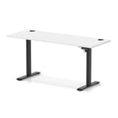 White Dynamic Air Lite height adjustable slimline desk with cable ports, modern ergonomic office furniture.
