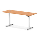 Dynamic Air Lite height adjustable slimline desk with cable ports in beech finish, featuring a modern design and ergonomic workspace.