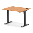 Dynamic Air Lite height adjustable desk with beech finish and cable ports, showcasing sleek design and ergonomic features.