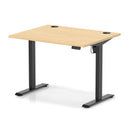 Dynamic Air Lite height adjustable desk with cable ports in maple finish, featuring a sleek modern design and ergonomic workspace.