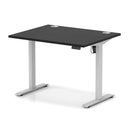 Black Air Lite height adjustable desk with cable ports by Dynamic, featuring a sleek design and ergonomic workspace setup.