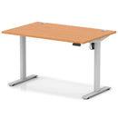 Dynamic Air Lite height adjustable desk with cable ports, featuring a beech finish and modern workspace design.
