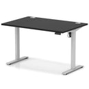 Dynamic Air Lite height adjustable desk in black with cable ports, featuring a sleek design and ergonomic workspace.