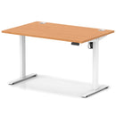 Dynamic Air Lite height adjustable desk with cable ports in beech finish, showing a sleek modern workspace with ergonomic design.