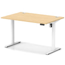 Dynamic Air Lite height adjustable desk in maple finish with cable ports, featuring a sleek modern design and ergonomic workspace.