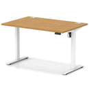 Dynamic Air Lite height adjustable desk in oak with cable ports, featuring a modern design and ergonomic workspace solution.