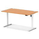 Dynamic Air Lite height adjustable desk with beech finish and integrated cable ports, suitable for modern office or home workspace.