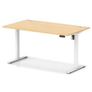 Dynamic Air Lite height adjustable desk with maple finish and built-in cable ports, showcasing its sleek modern design.