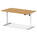 Dynamic Air Lite height adjustable desk with oak finish and cable ports, featuring a sleek modern design and ergonomic workspace.