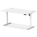 White Air Lite height adjustable desk by Dynamic with cable ports, ergonomic design for flexible workspace setup.