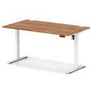 Dynamic Air Lite height adjustable desk with cable ports in walnut finish, featuring a sleek modern design and ergonomic workspace.