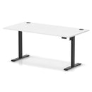 Dynamic Air Lite height adjustable desk in white with cable ports, featuring a sleek modern design and ergonomic workspace.