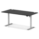 Dynamic Air Lite height adjustable desk in black with cable ports, featuring a sleek modern design and adjustable height for ergonomic comfort.