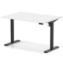 White Air Lite height adjustable desk by Dynamic with scalloped edge, featuring a sleek modern design and smooth surface.