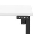 White Air Lite height adjustable desk with scalloped edge by Dynamic, showing the sleek, modern design and adjustable height features.