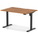 Dynamic Air Lite height adjustable desk with scalloped edge in walnut wood finish, featuring a sleek modern design.