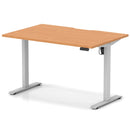 Dynamic Air Lite height adjustable desk with scalloped edge in beech finish, showcasing its sleek, modern design and smooth height adjustment.