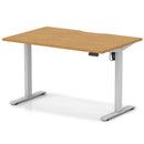 Dynamic Air Lite height adjustable desk with scalloped oak edge, showcasing modern design and ergonomic workspace.