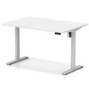 White Air Lite height adjustable desk with scalloped edge by Dynamic, showing the sleek, modern workspace design.