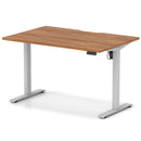 Dynamic Air Lite height adjustable desk with scalloped walnut edge, showcasing its sleek modern design and adjustable features.